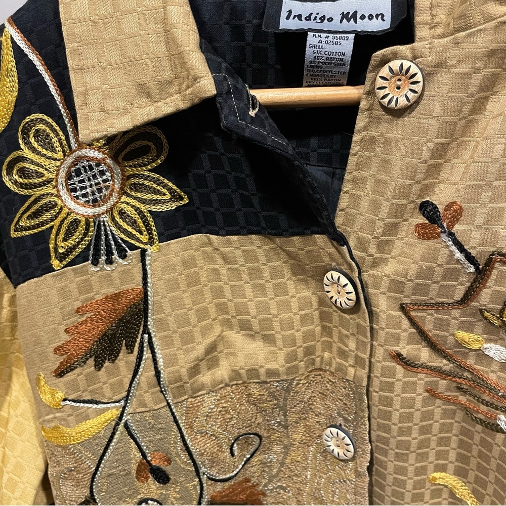 Cute Y2K celestial button mustard embroidered jac… - image 11